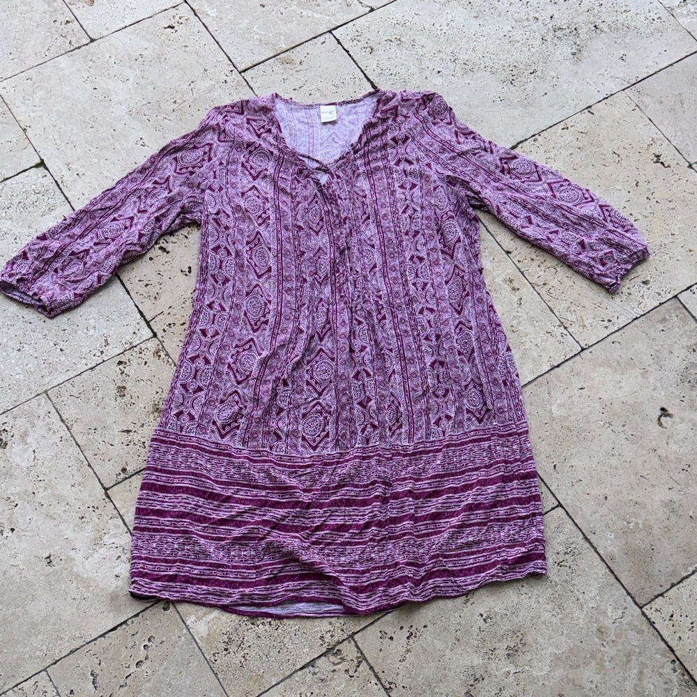 Terra & Sky Purple Patterned Midi Dress